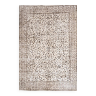 Tapis vintage à motifs floraux beige et marron