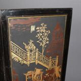 Screen with Japanese decor and black lacquer