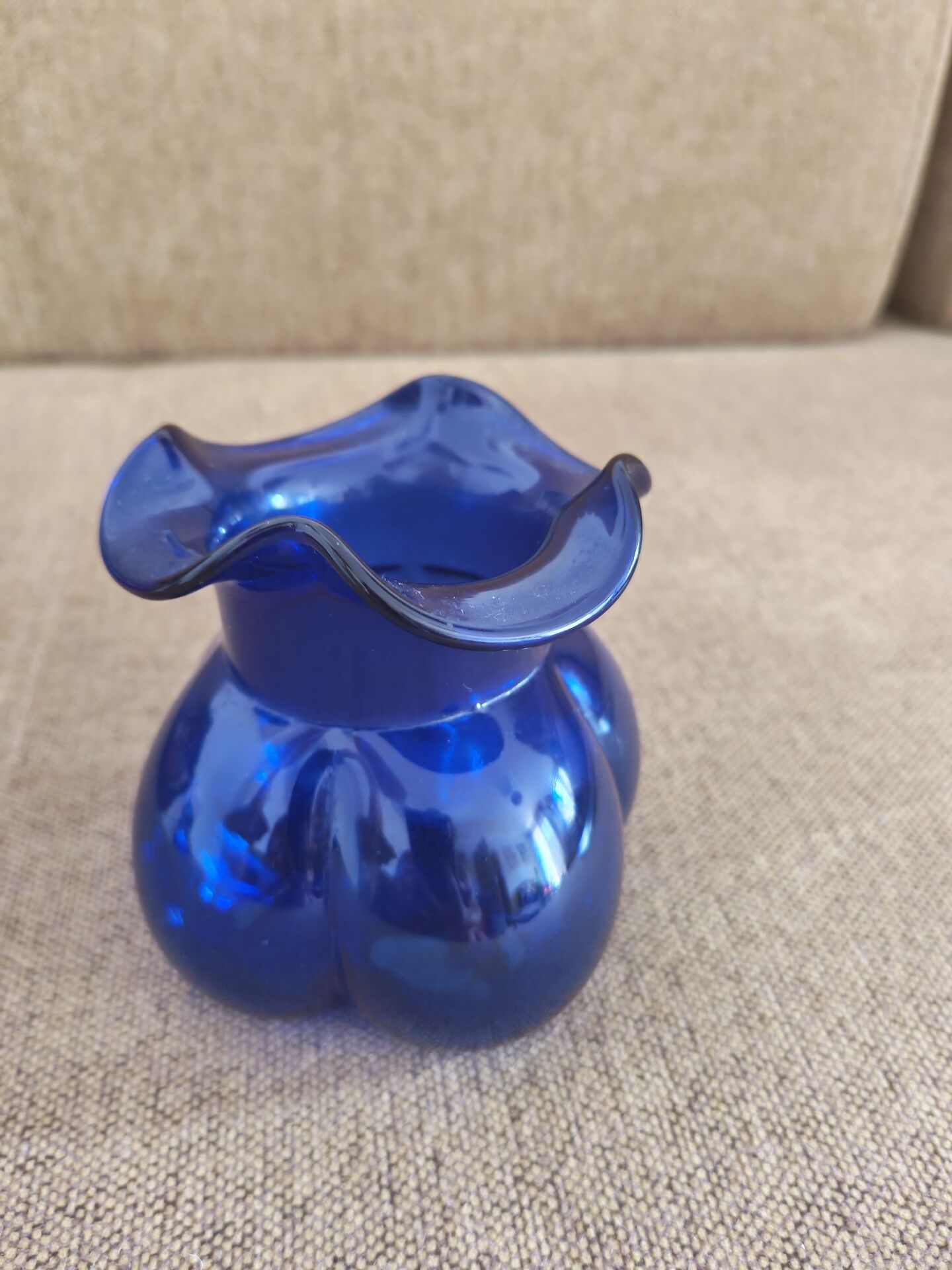 Small cobalt blue Scandinavian round vase