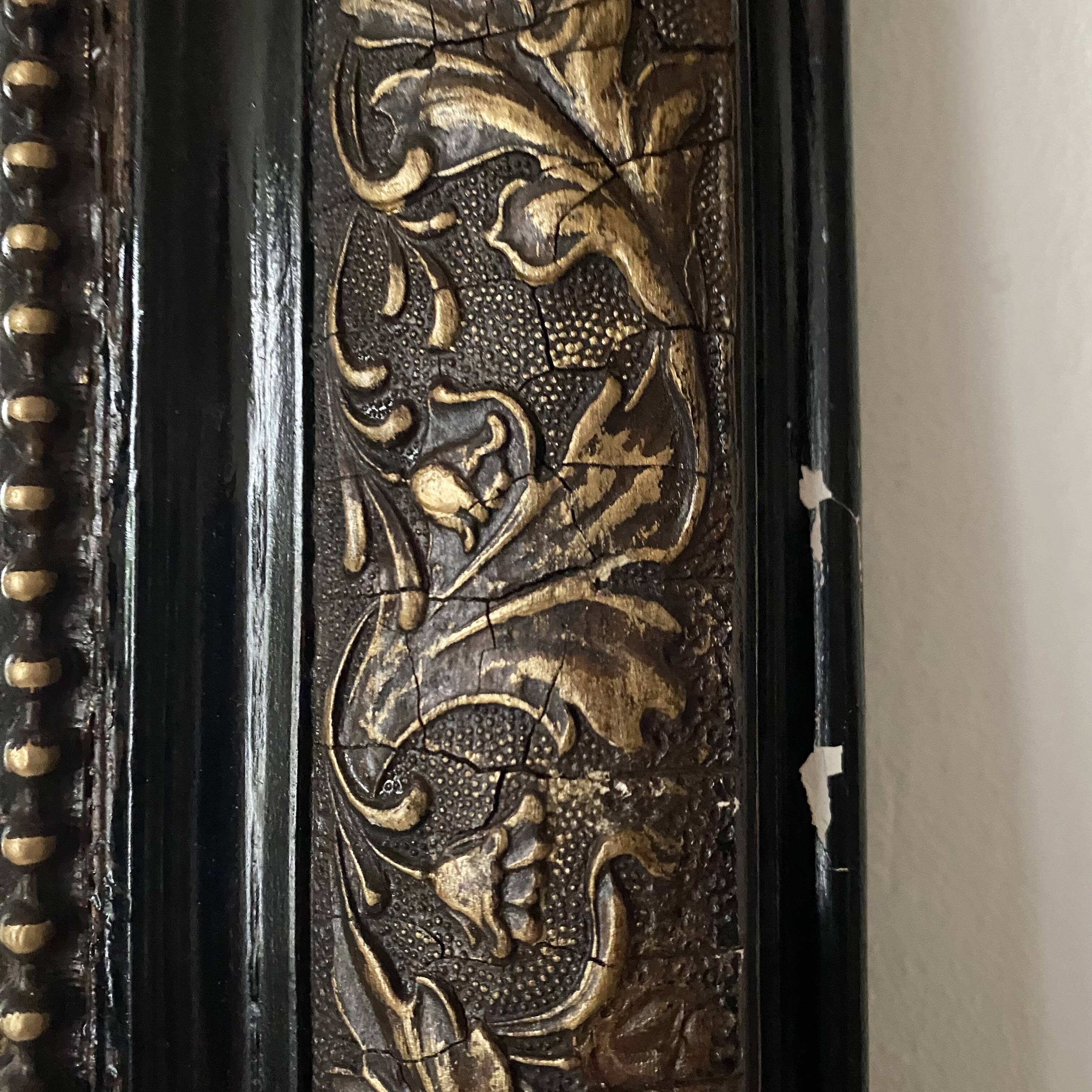 Antique Louis Philippe mirror in black and gold, 93X68cm