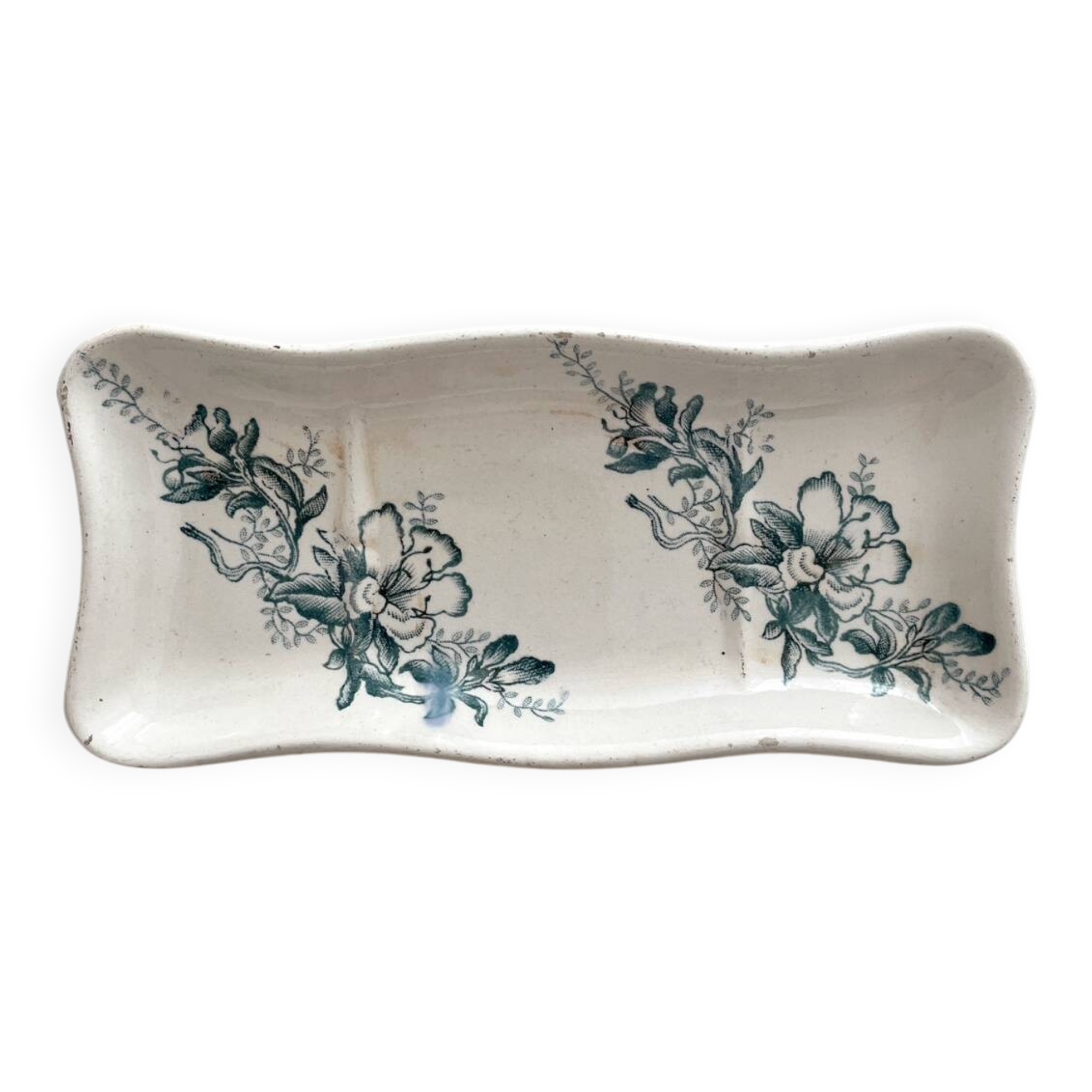 Empty pocket soap dish "Floréal" iron earthenware from Lyon