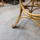 70's smoked glass and rattan table