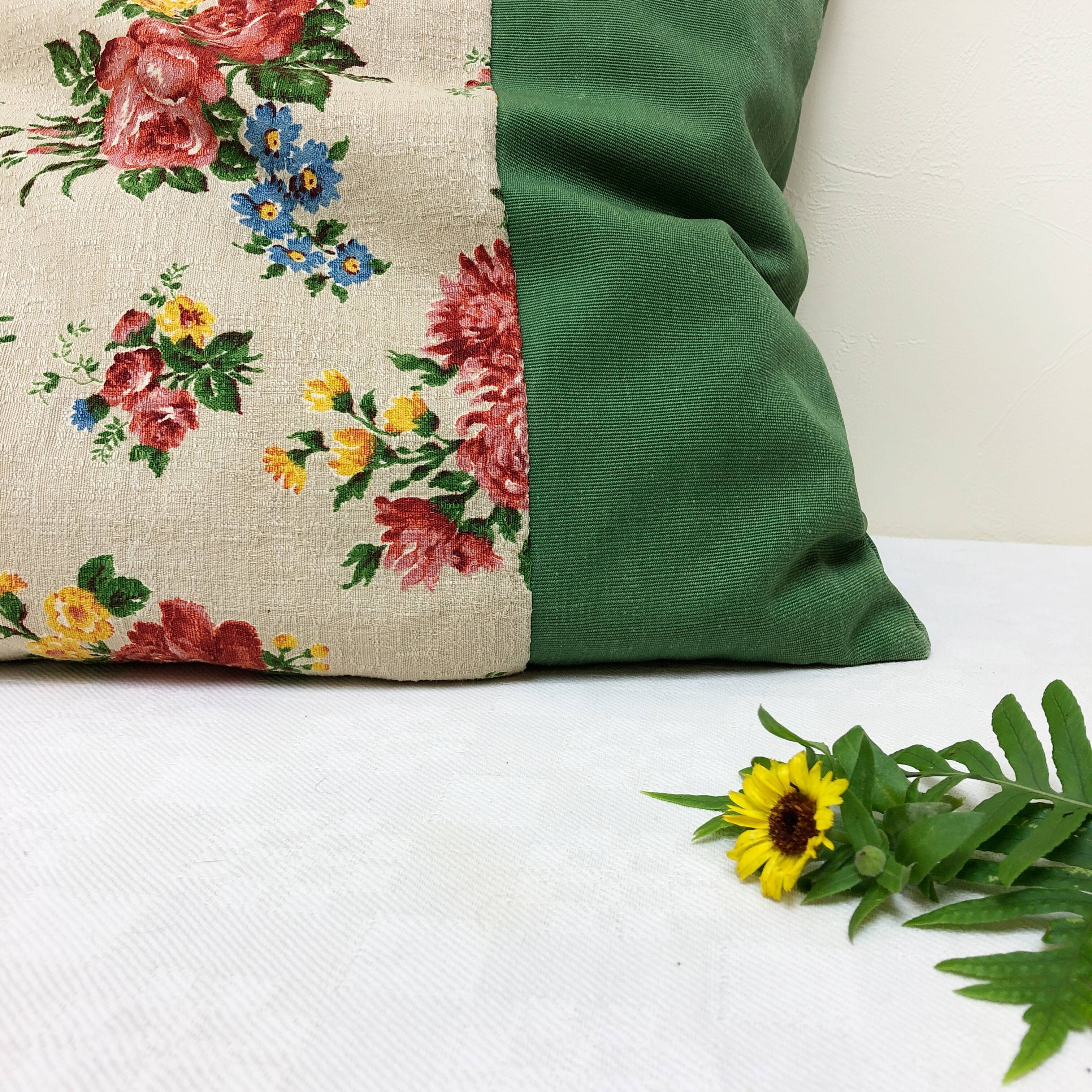 Green and flowery cushion
