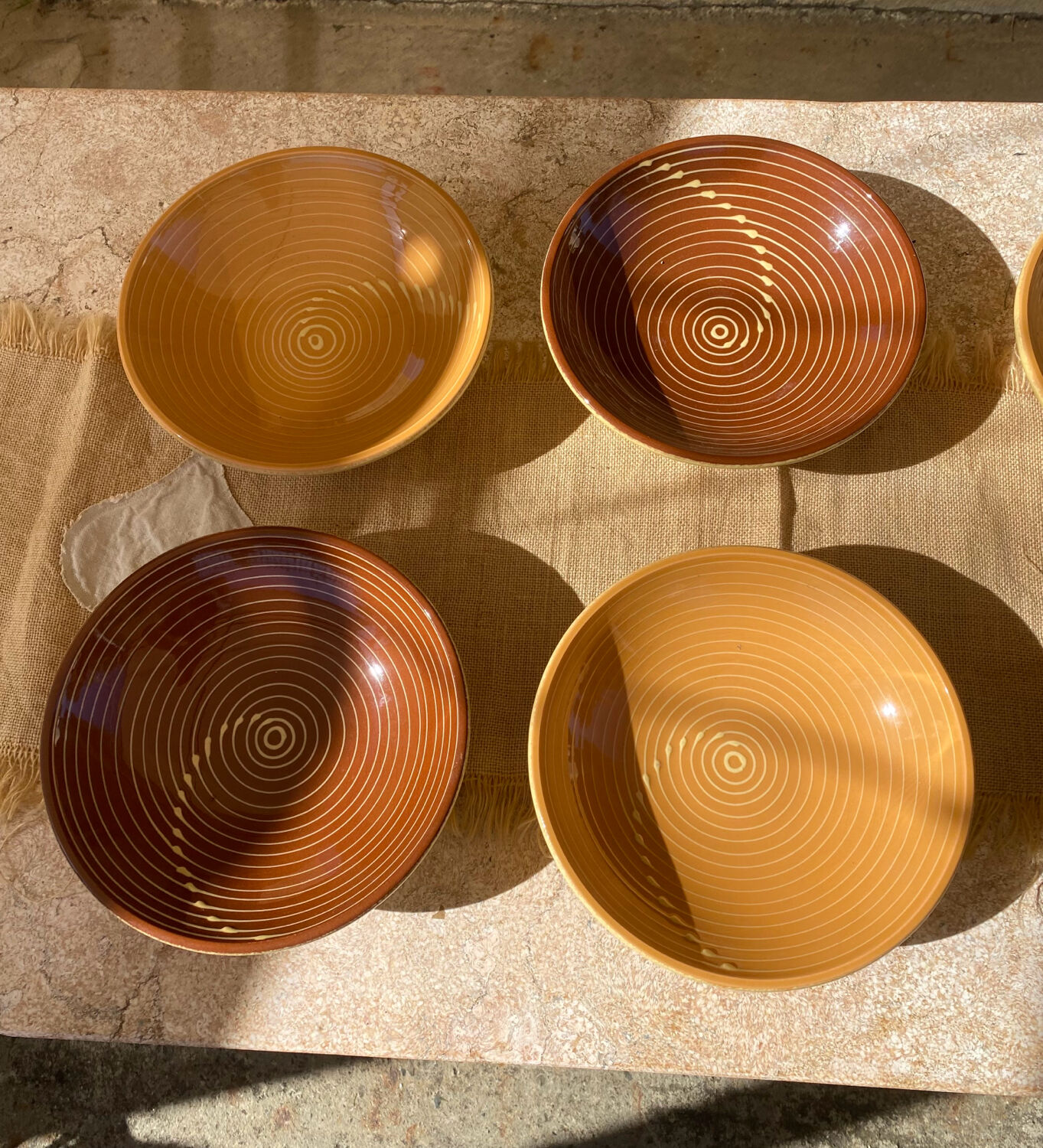 Vintage glazed ceramic deep plates