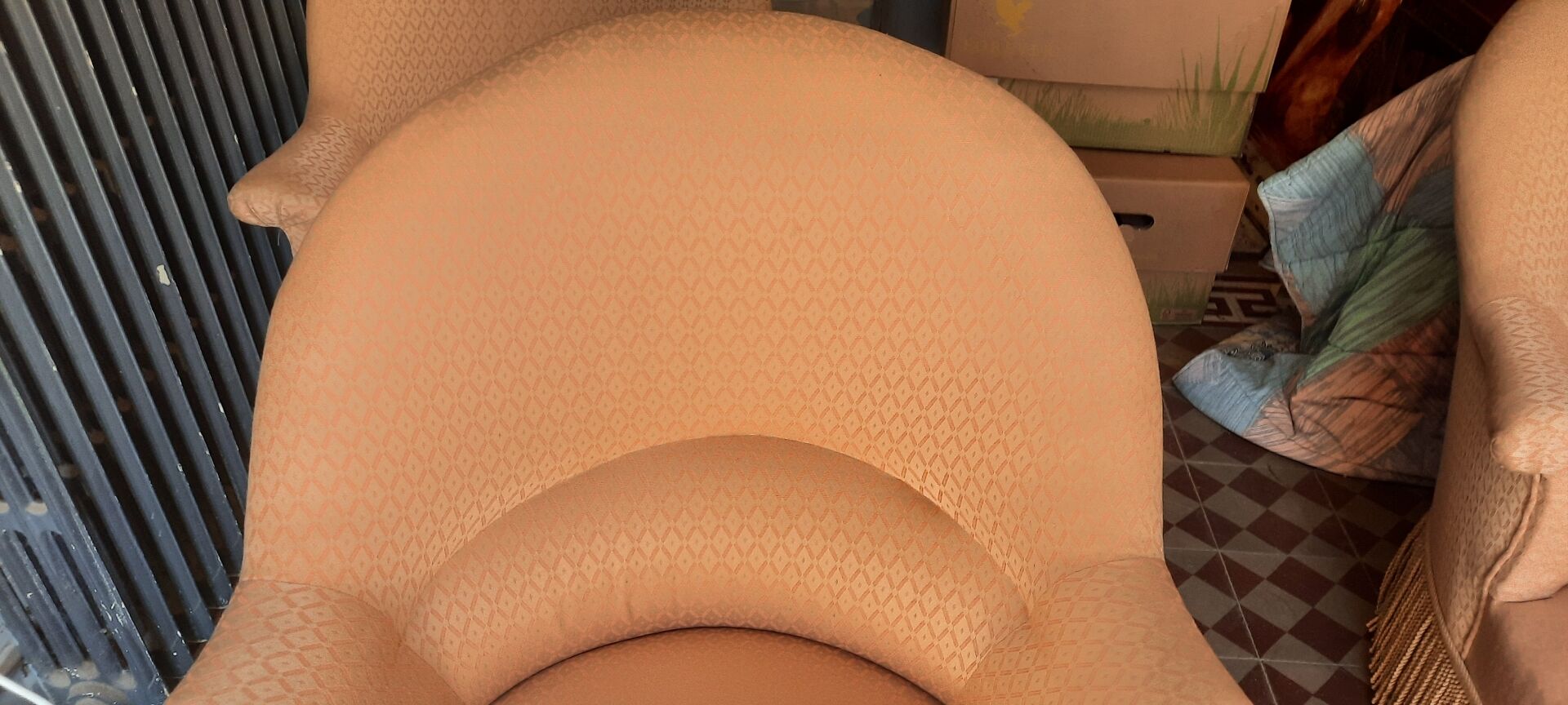 Méridienne et fauteuils crapaud