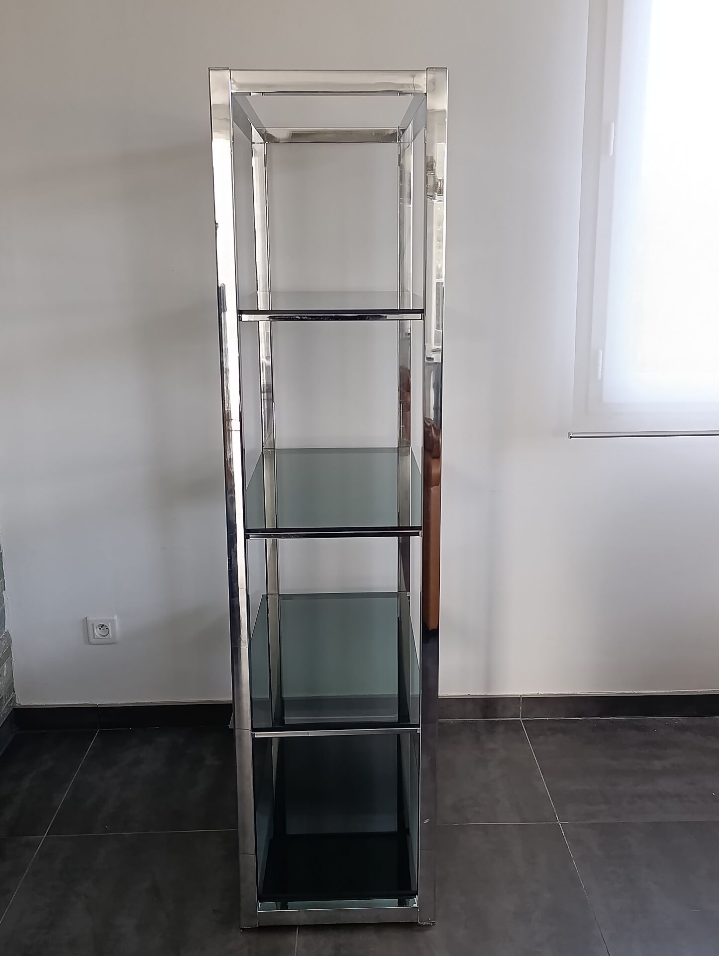 Vintage chrome and glass shelf