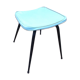 Vintage stool with tapered legs in sky blue faux leather.