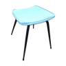 Tabouret vintage pieds fuselés skai bleu ciel