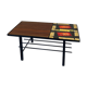 Table basse mid-century, teck, acier et pierre de lave