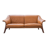 Canapé Frau En cuir couleur cognac 1980/1990