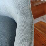 Old blue velvet toad armchair