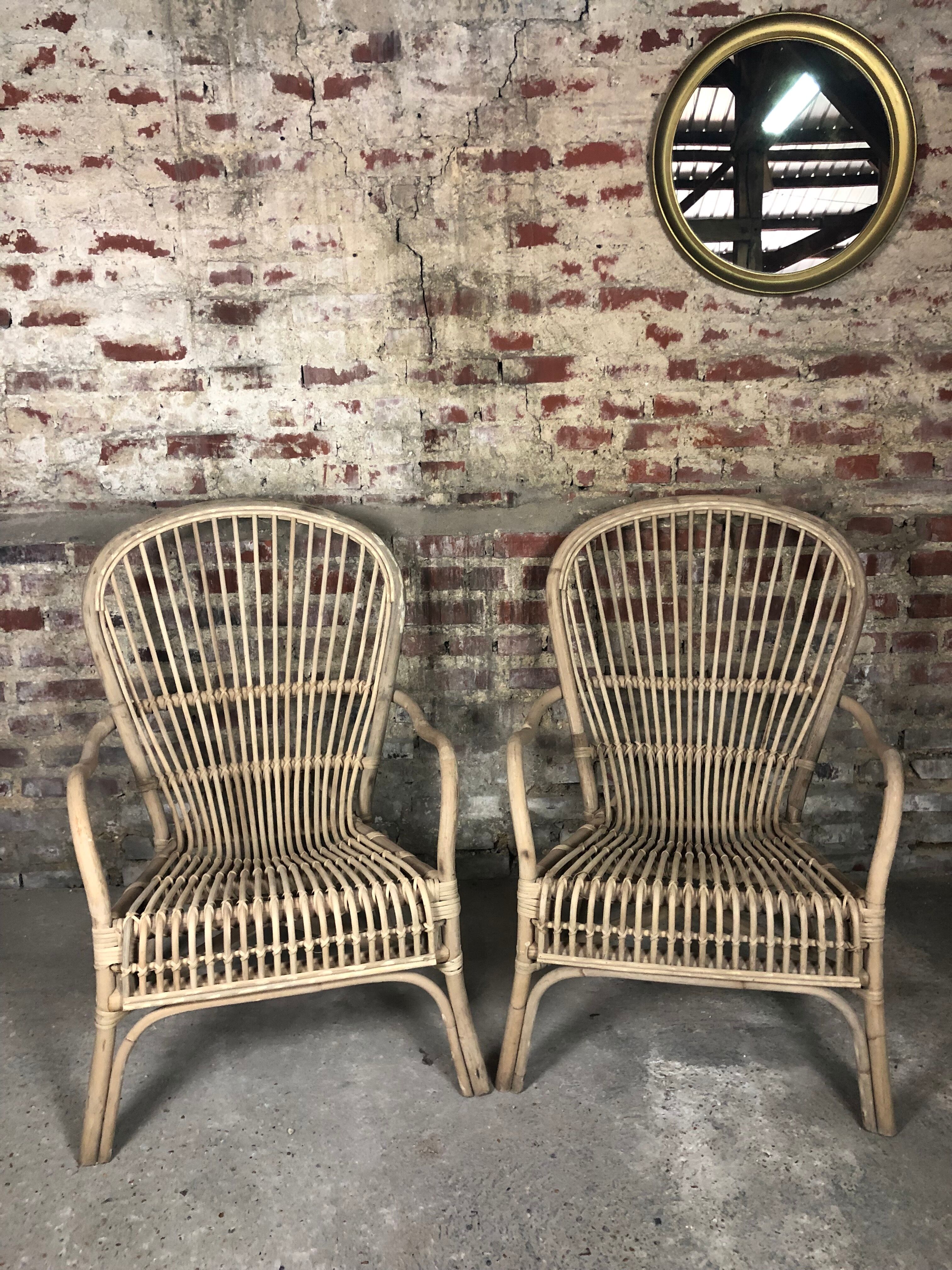 Fauteuil en rotin vintage