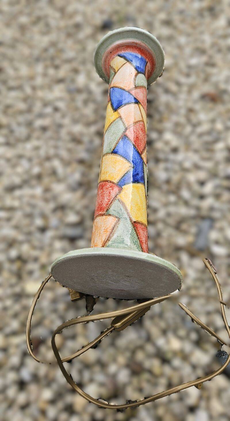 Large Harlequin Lamp Base Signed Jean-Claude Monange