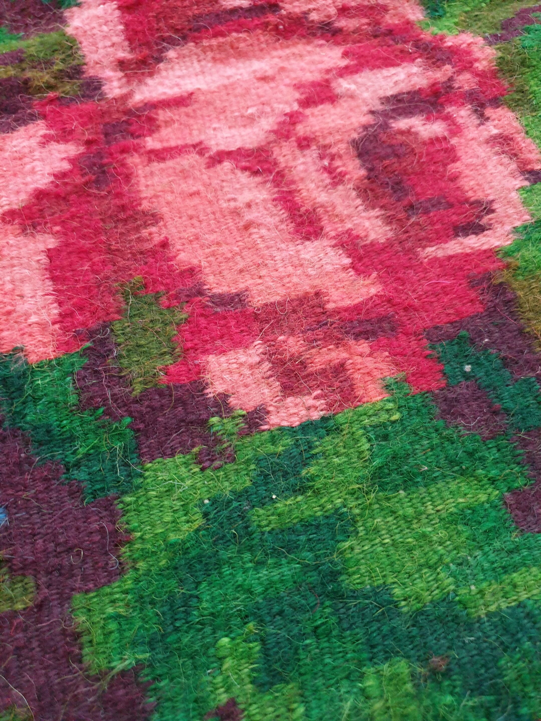 Moldavian wool handwoven floral rug - 210x162cm