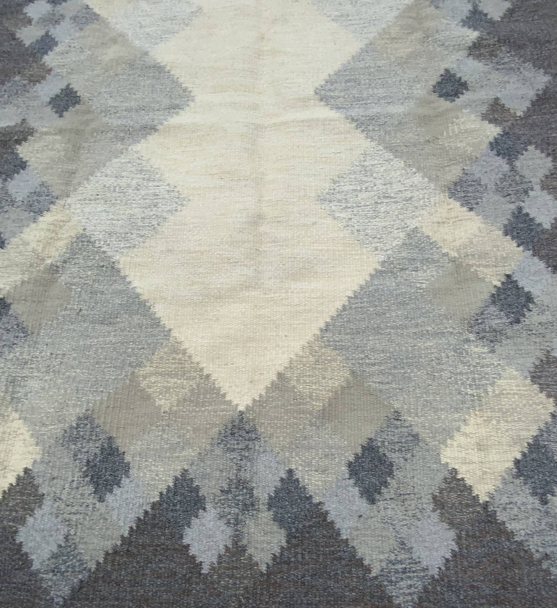 Mid-century swedish kilim röllakan rug by brita svefors for axeco 1960