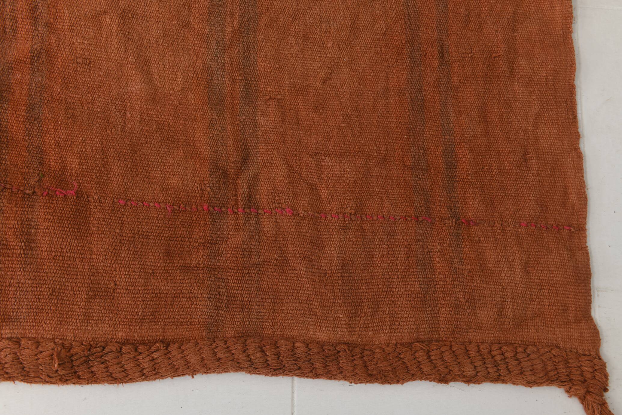 Terracotta Striped Modern Kilim Rug, 154x190Cm