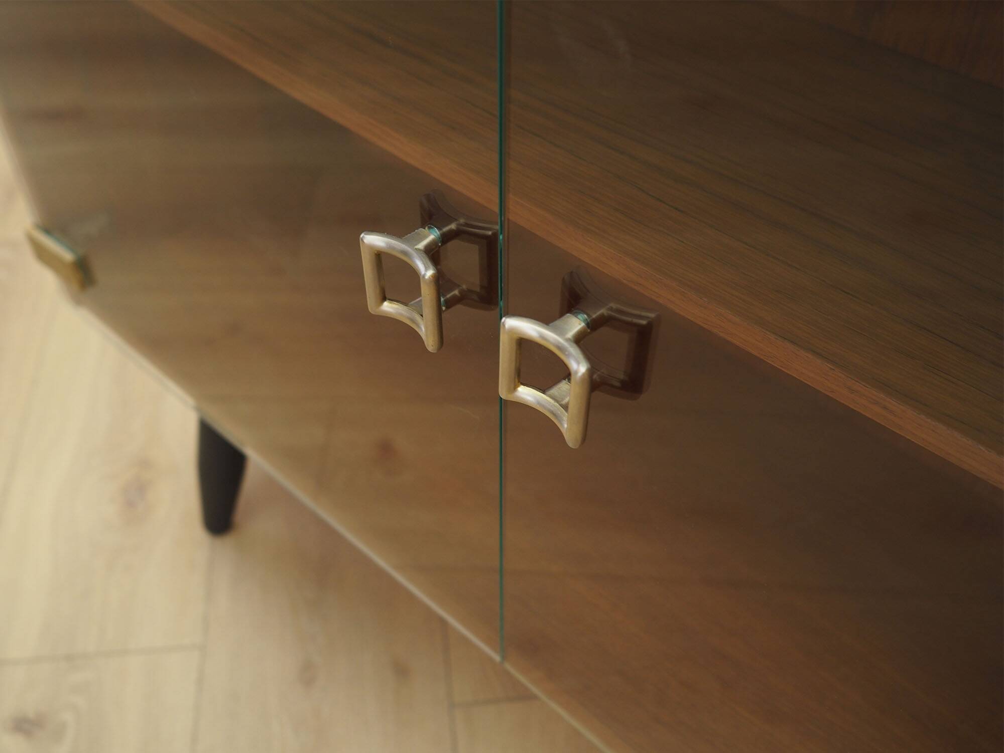Teak display cabinet with glass doors, Denmark, 1970s