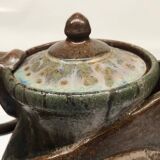 Belgian flamed salted stoneware teapot by Marcellus Aubry