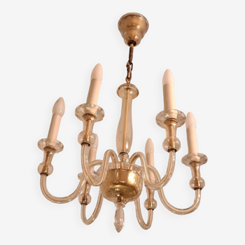 Murano smoked glass chandelier with 6 lights