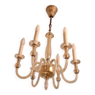 Murano smoked glass chandelier with 6 lights