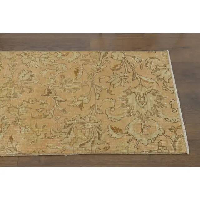 1970s Vintage Turkish Hand-Knotted Wool Cotton Orange Runner Rug 61x286