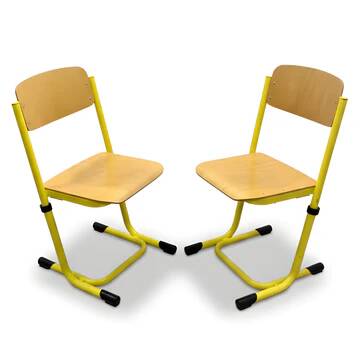 Retro chairs, metal & veneer, 1980s (set of 2)