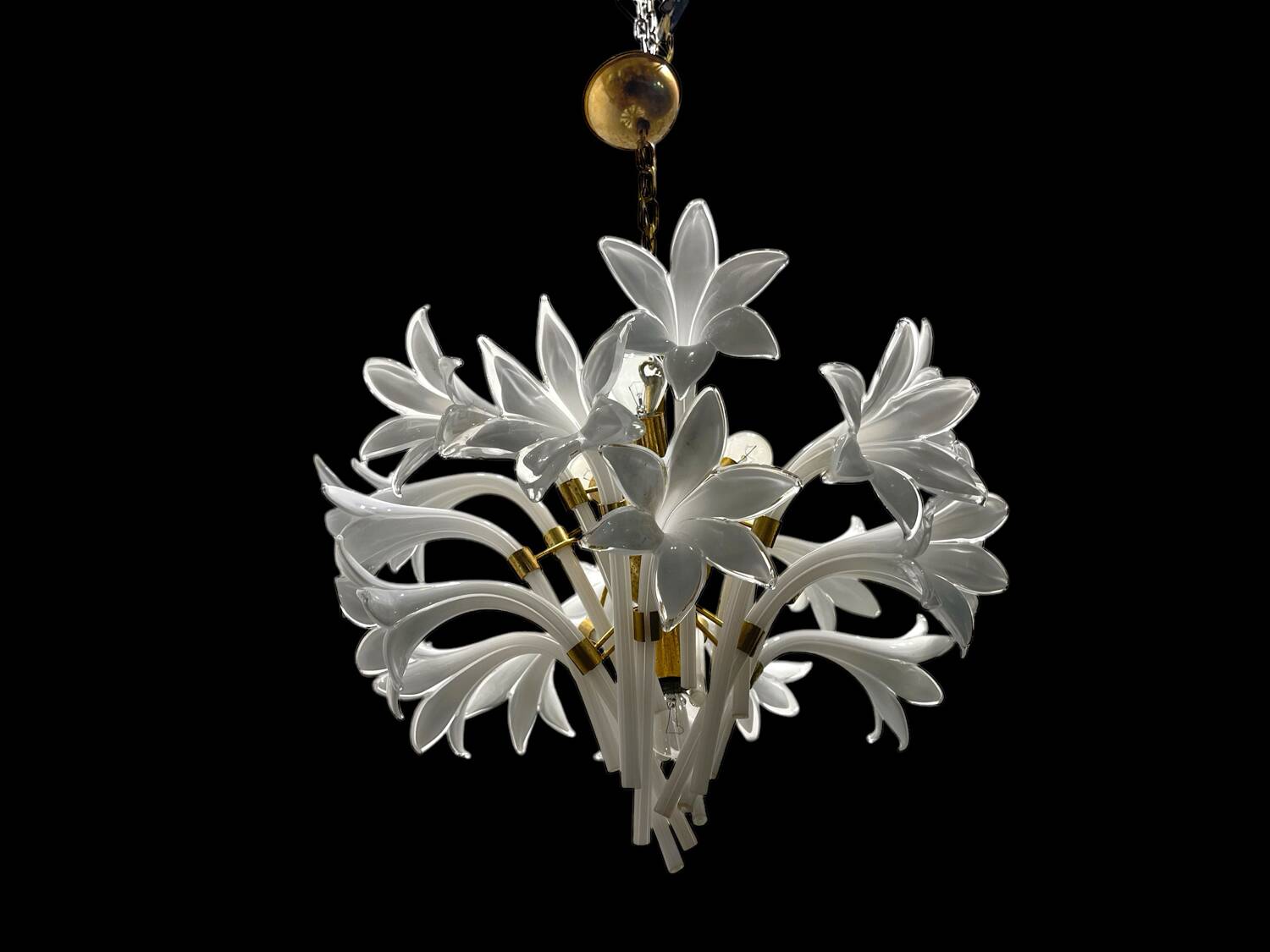 Midcentury Murano Glass Flower Chandelier by Franco Luce