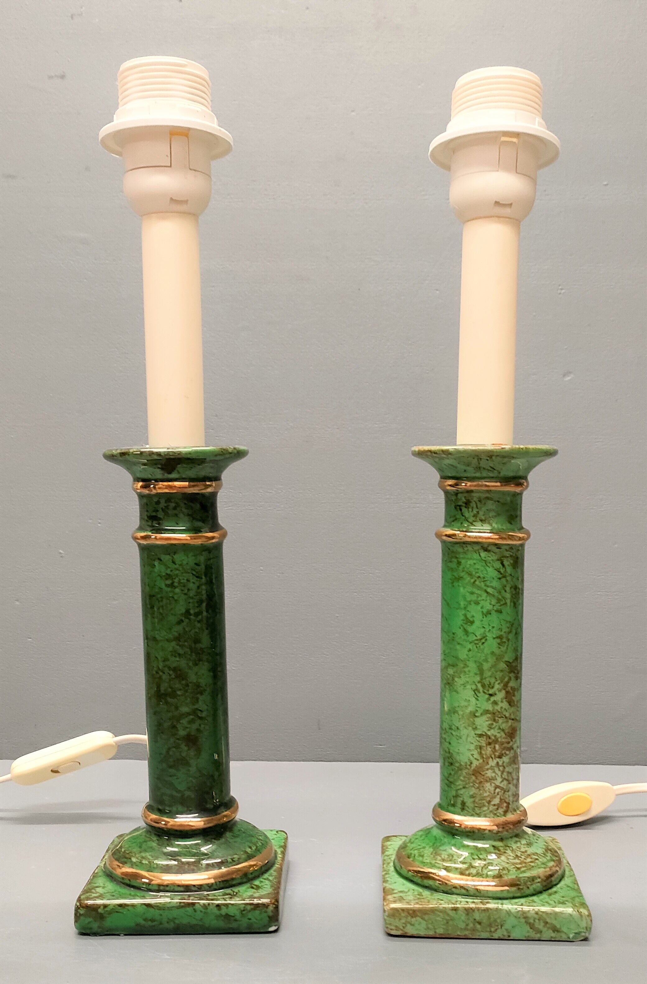Pair of table lamps in the taste of antique marble columns, 1980s, France