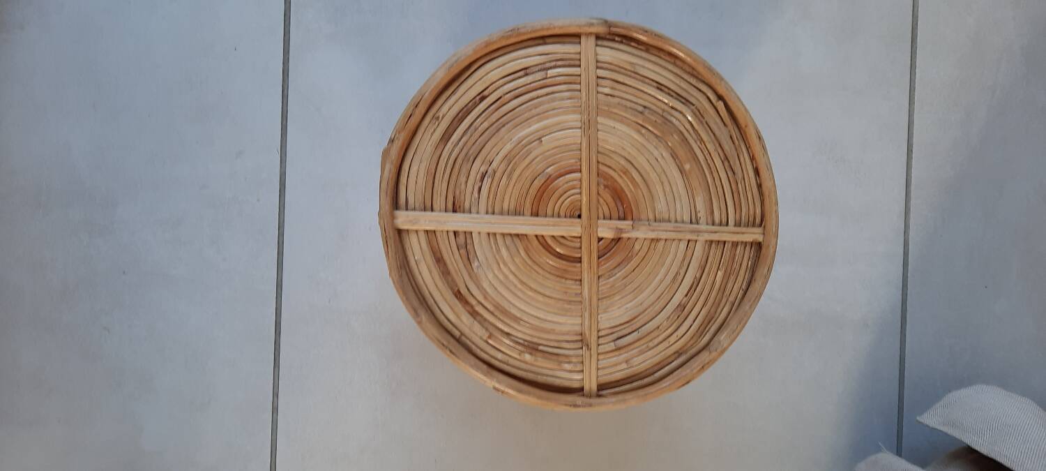 Rattan and brass pot cover or basket