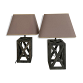 Pair of wooden lamps