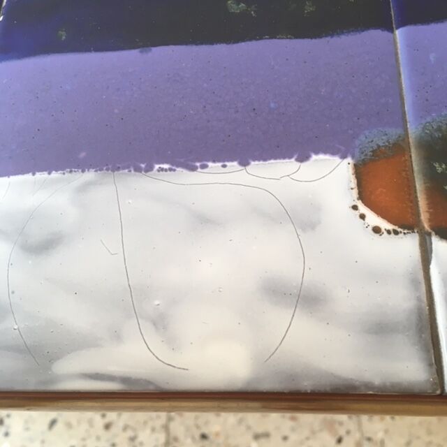 coffee table with ceramic tiles, 60s