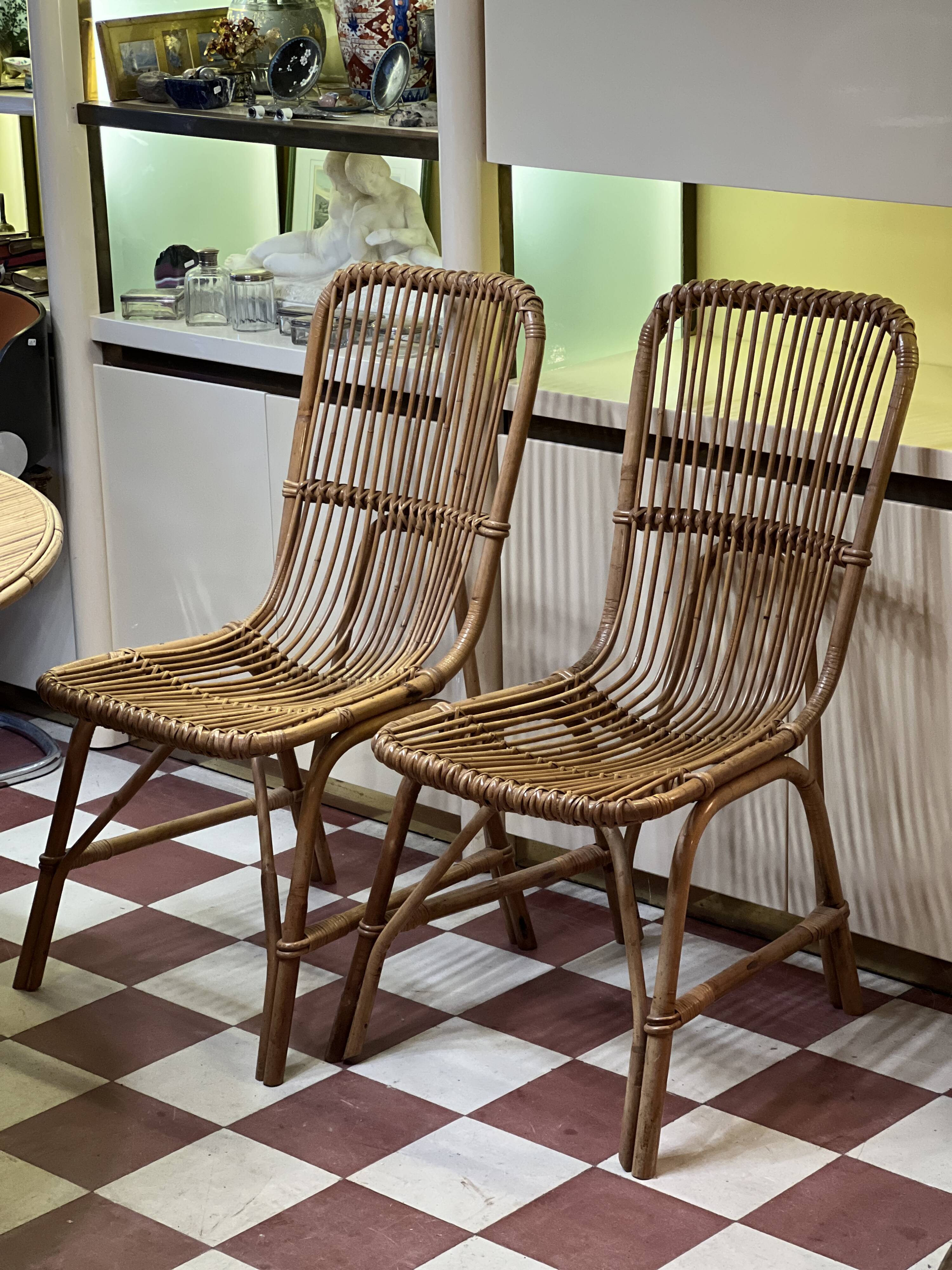 Paire de chaises en rotin