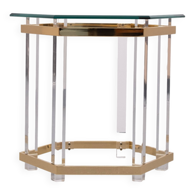 Table d'appoint en forme d'hexagone Hollywood Regency années 1970 France