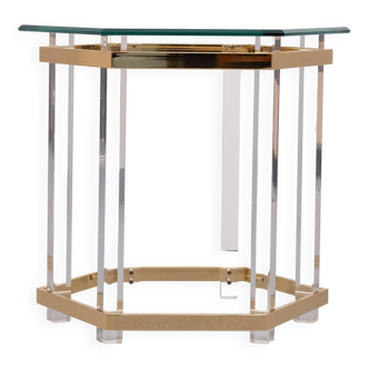 Hexagon shaped side table Hollywood Regency 1970s France