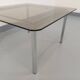 Vintage square coffee table in smoked glass and chrome metal from the 1970s.