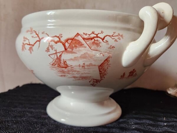 Soupière hollandaise Petrus Regout Marines Series 1896 Maastricht Red Transferware