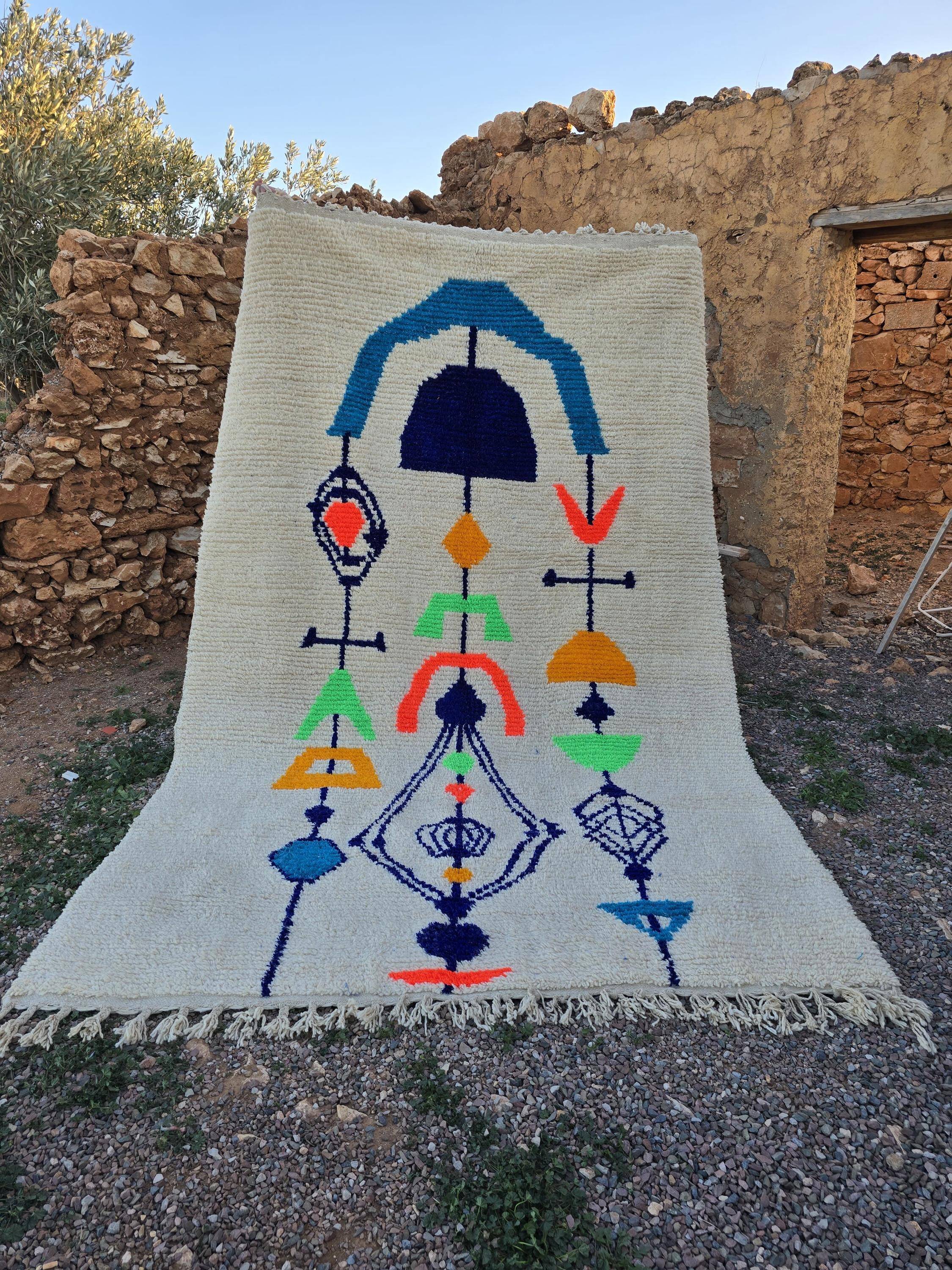 Handmade natural Berber rug 3x2 m