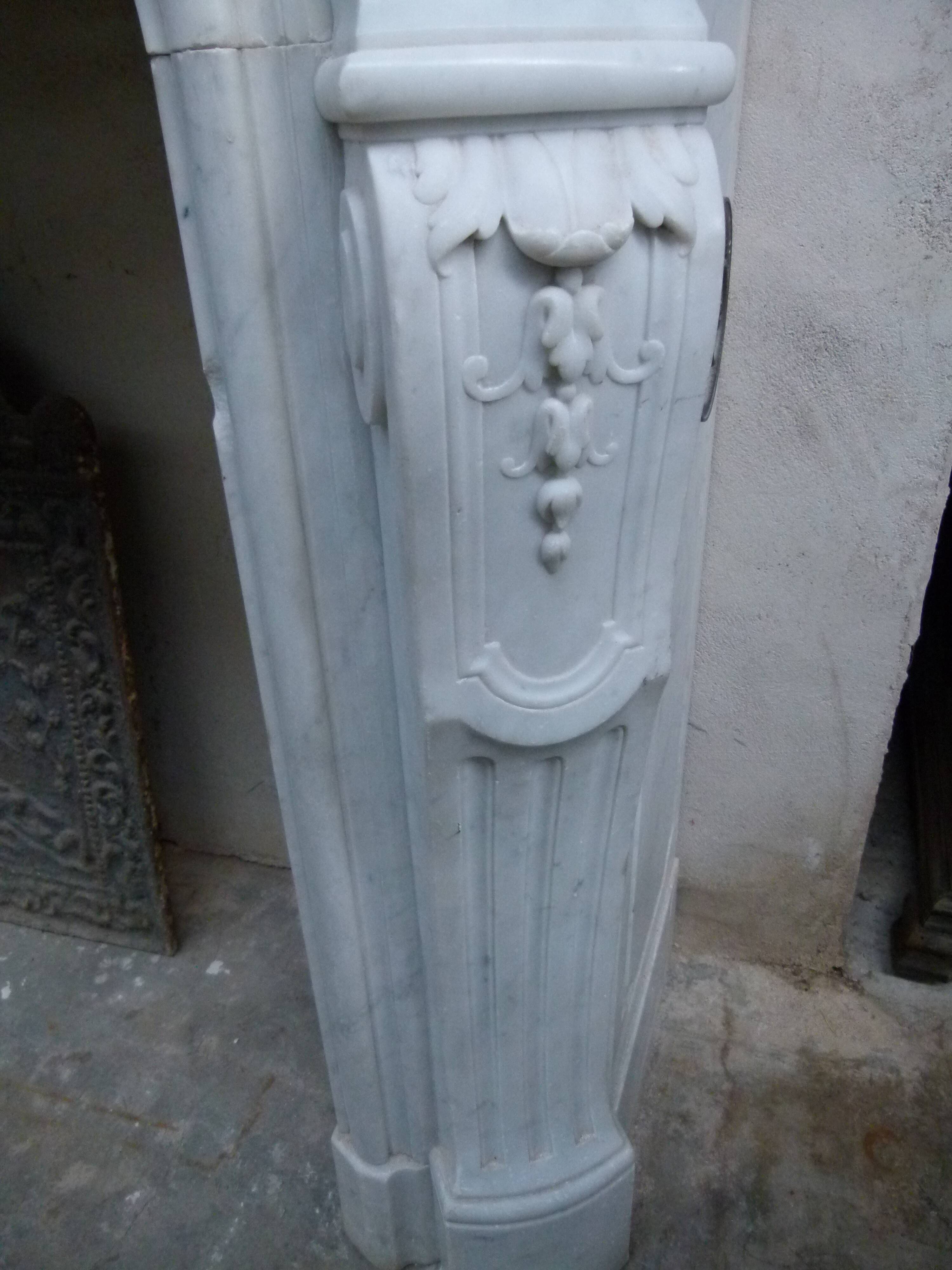 19th century Carrara marble fireplace