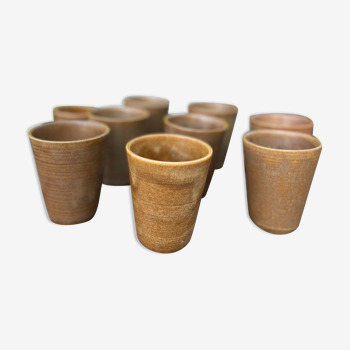 Set of 9 sandstone glasses from the Digoin manufacture