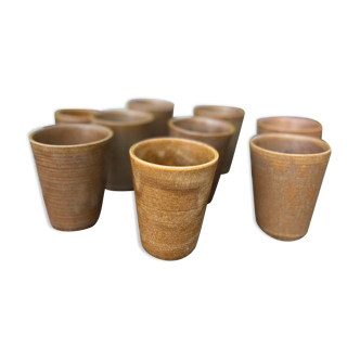 Set of 9 sandstone glasses from the Digoin manufacture