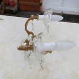 Paire d'Appliques Laiton , Verre .