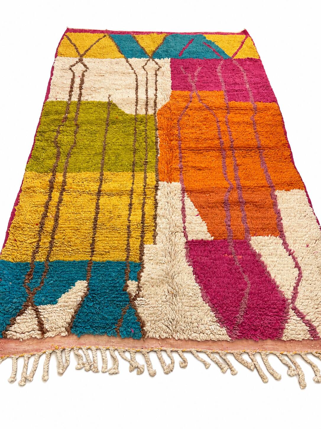 Multicoloured handmade wool Berber rug – 162 × 257 cm