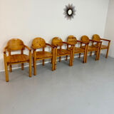 Set of 6 solid pine chairs in Scandinavian design by Reiner Daumiller vintage