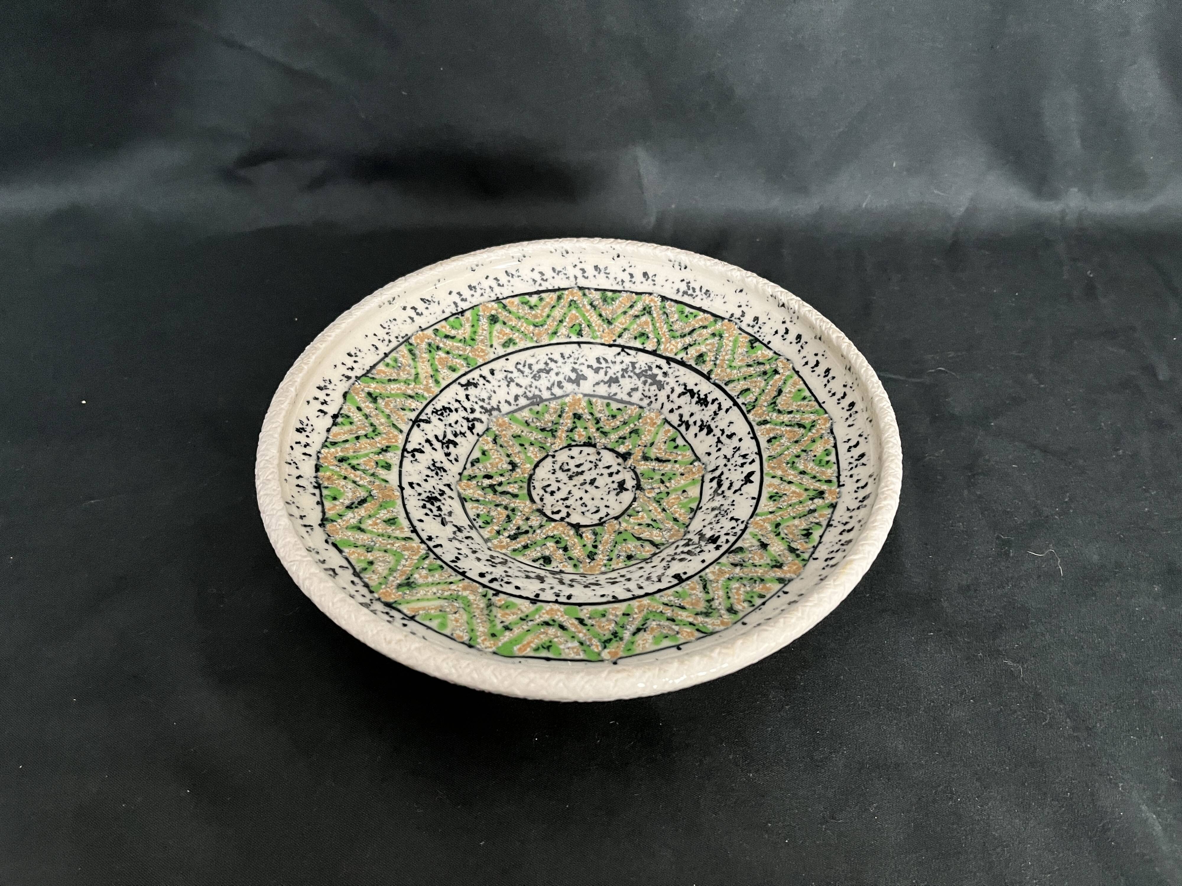 Art Deco polychrome ceramic cup with geometric patterns, 20th century