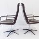 Wilkhahn Delta Highback set of 2 brown leather armchairs by Delta Design