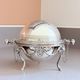 Antique English Silver-Plated Roll-Top Caviar Dish with Ram’s-Head Decoration