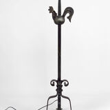 Lampadaire au coq en fer forgé par Jean Touret pour les Ateliers Marolles, circa 1950
