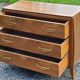 Chest of drawers from the 40s/50s in golden blond walnut 3 drawers feet compass