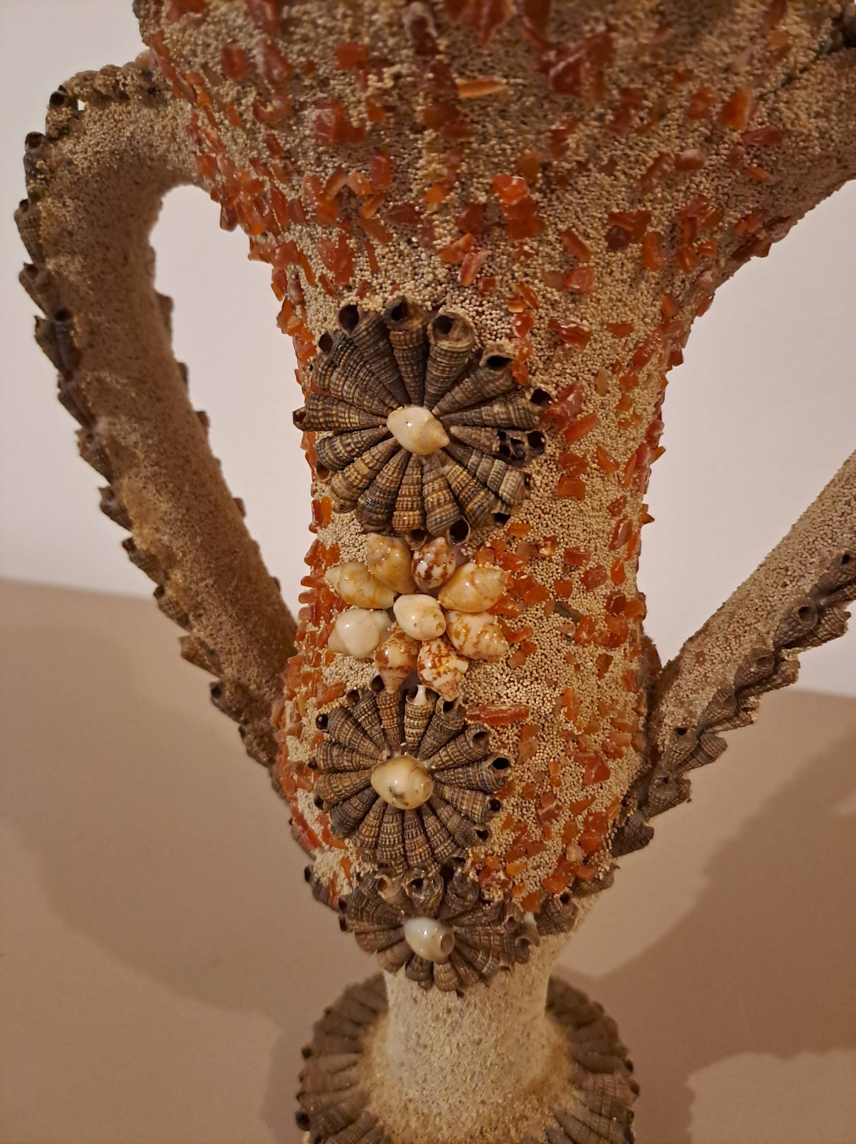 Trophy vase decorated with shells - vintage seaside crafts