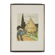 Modern lithograph signed Ardengo Soffici Haystack and Cypress 1962
